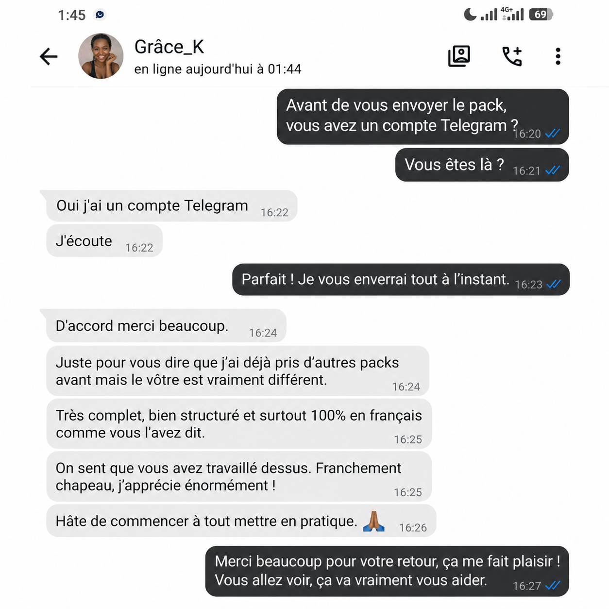 Témoignage WhatsApp client 3