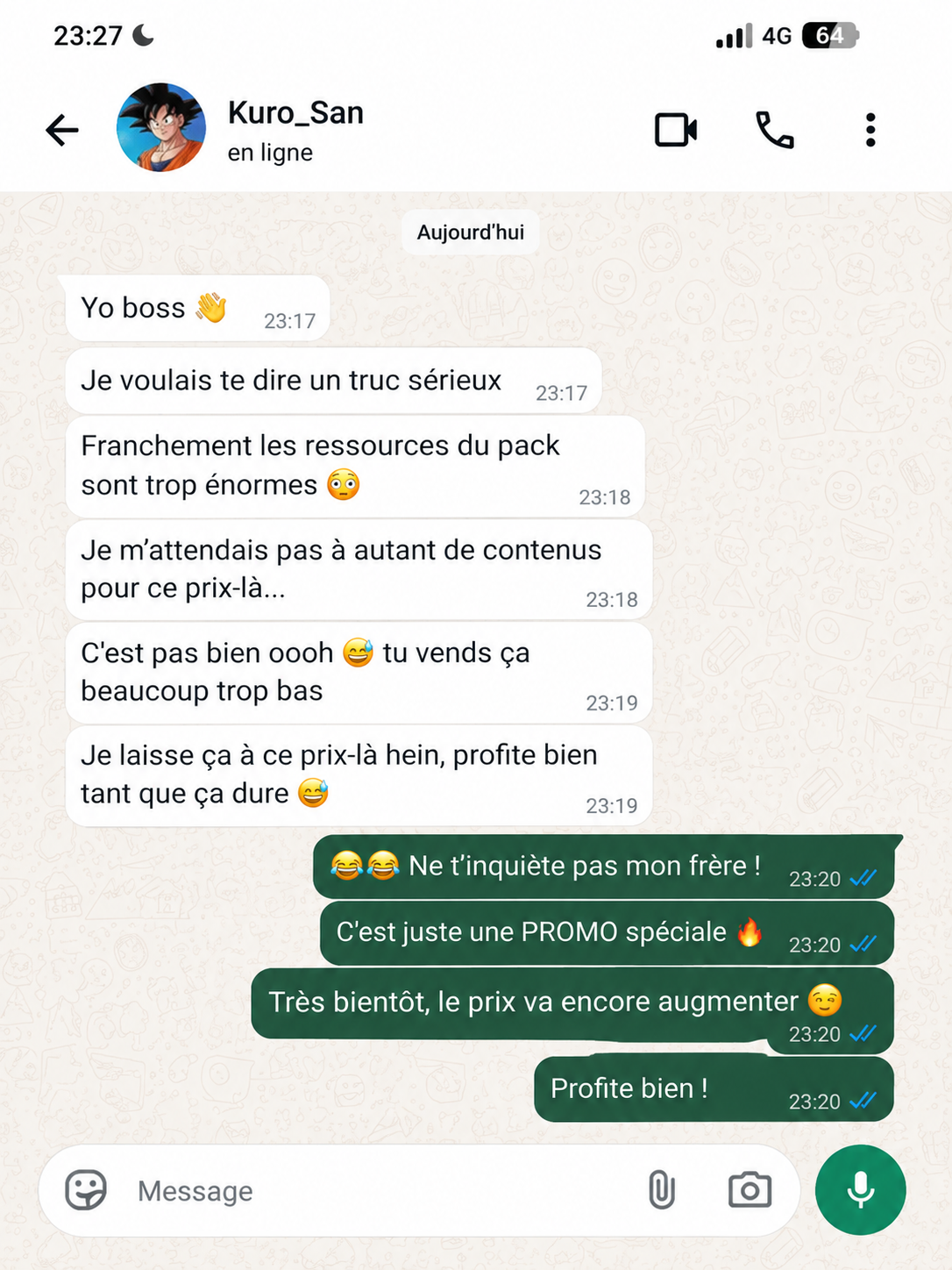 Témoignage WhatsApp client 7